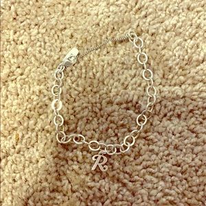 Silver James Avery bracelet with “R” charm